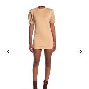 Velvet Torch taupe big sleeve mini shift dress